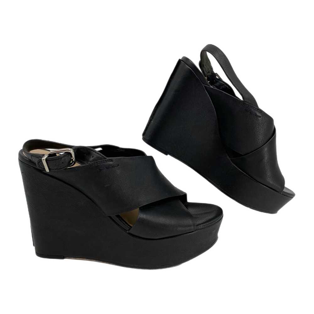 Via Spiga Black Leather Wedges | Size 8 - Ultra-High Heel Style